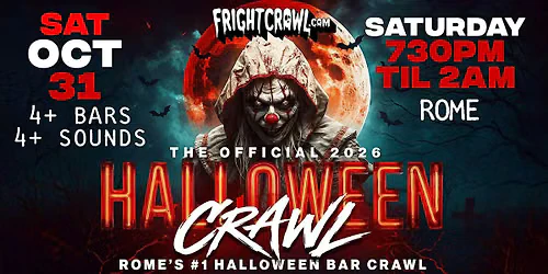 The Fright Crawl | Rome's #1 Halloween Bar Crawl 2026 | Sat, Oct 31
